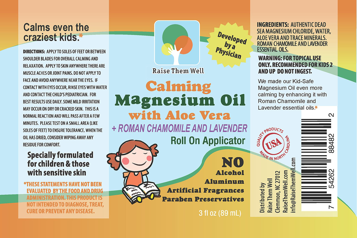Magnesium Oil Calming Roll-On for Kids – Aloe Vera, Roman Chamomile & Lavender