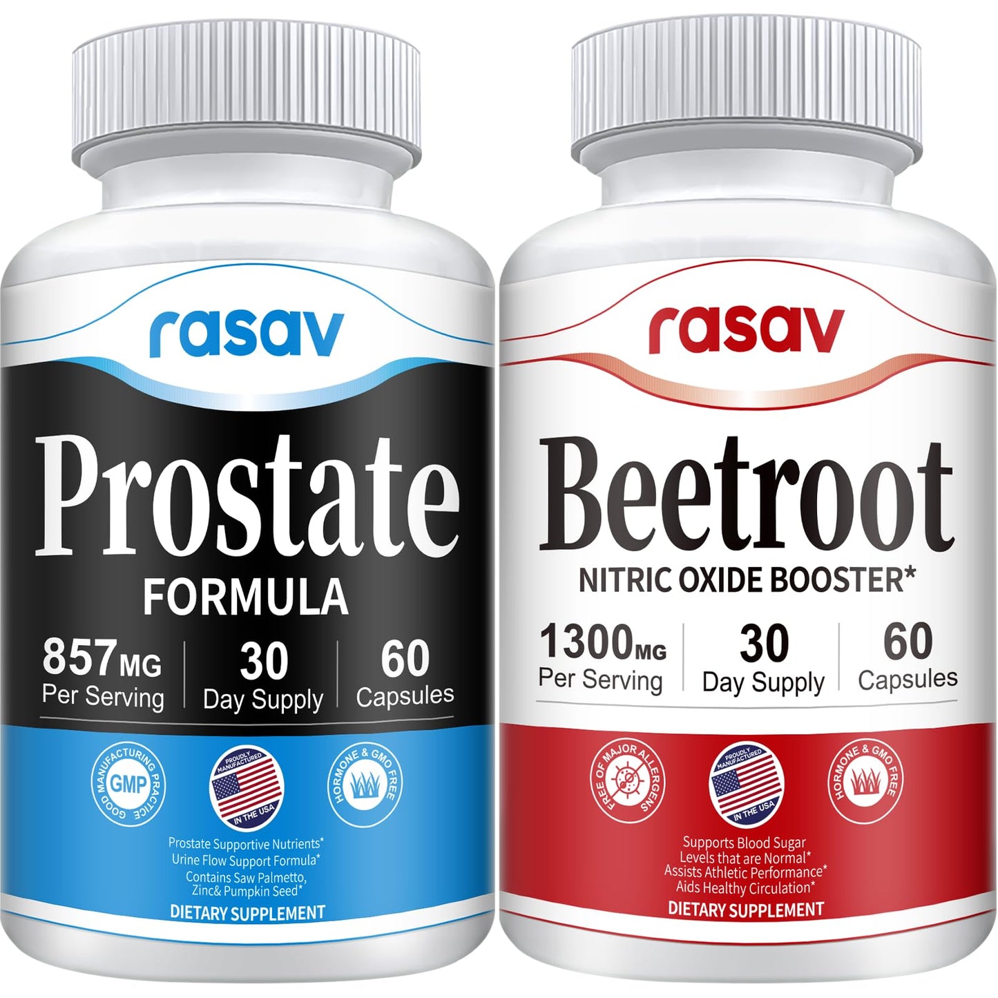 Rasav Prostate & Beetroot Bundle for Men – Saw Palmetto, Pygeum, Beetroot (60 Capsules each)