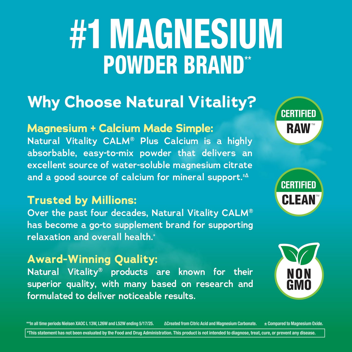 Natural Vitality CALM Magnesium Drink Mix Plus Calcium – Raspberry Lemon (8 oz)