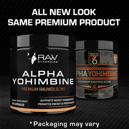Raw Synergies Alpha Yohimbine - Energy, Focus & Metabolic Support | 60 Capsules