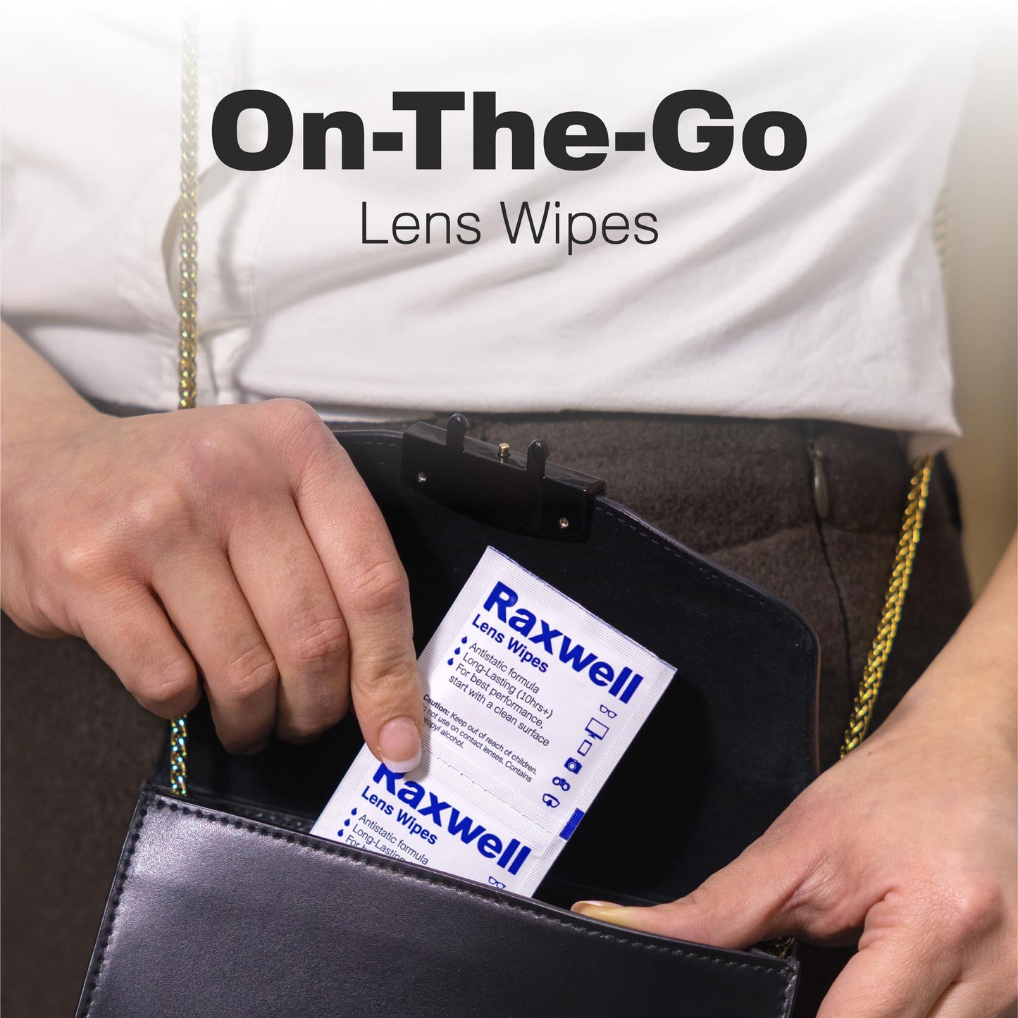 Raxwell Glasses Cleaner Wipes - 200 Count, Unscented, White - Streak-Free Anti-Fog for Glasses, Screens & Devices