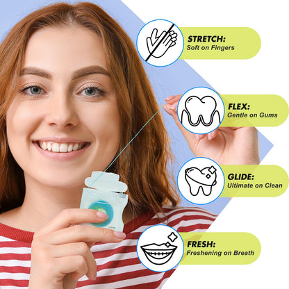 RAZOKO Coconut Oil Infused Woven Dental Floss – Vegan, Cruelty-Free, Mint (33 Yds x 1)