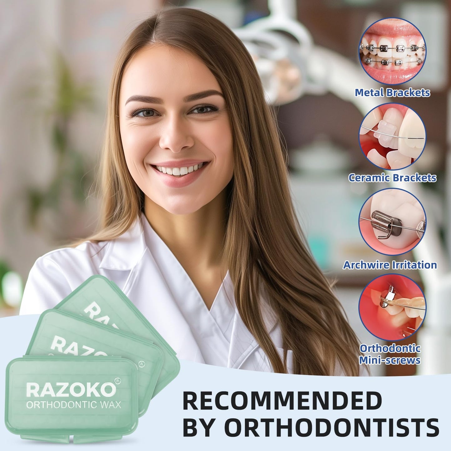 RAZOKO Orthodontic Wax for Braces & Aligners | Pre-cut Dental Wax Strips