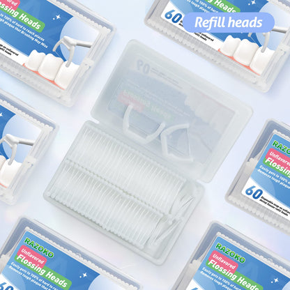 RAZOKO Ultimate Flosser Kit – 1 Handle & 120 Extra Strength Refills