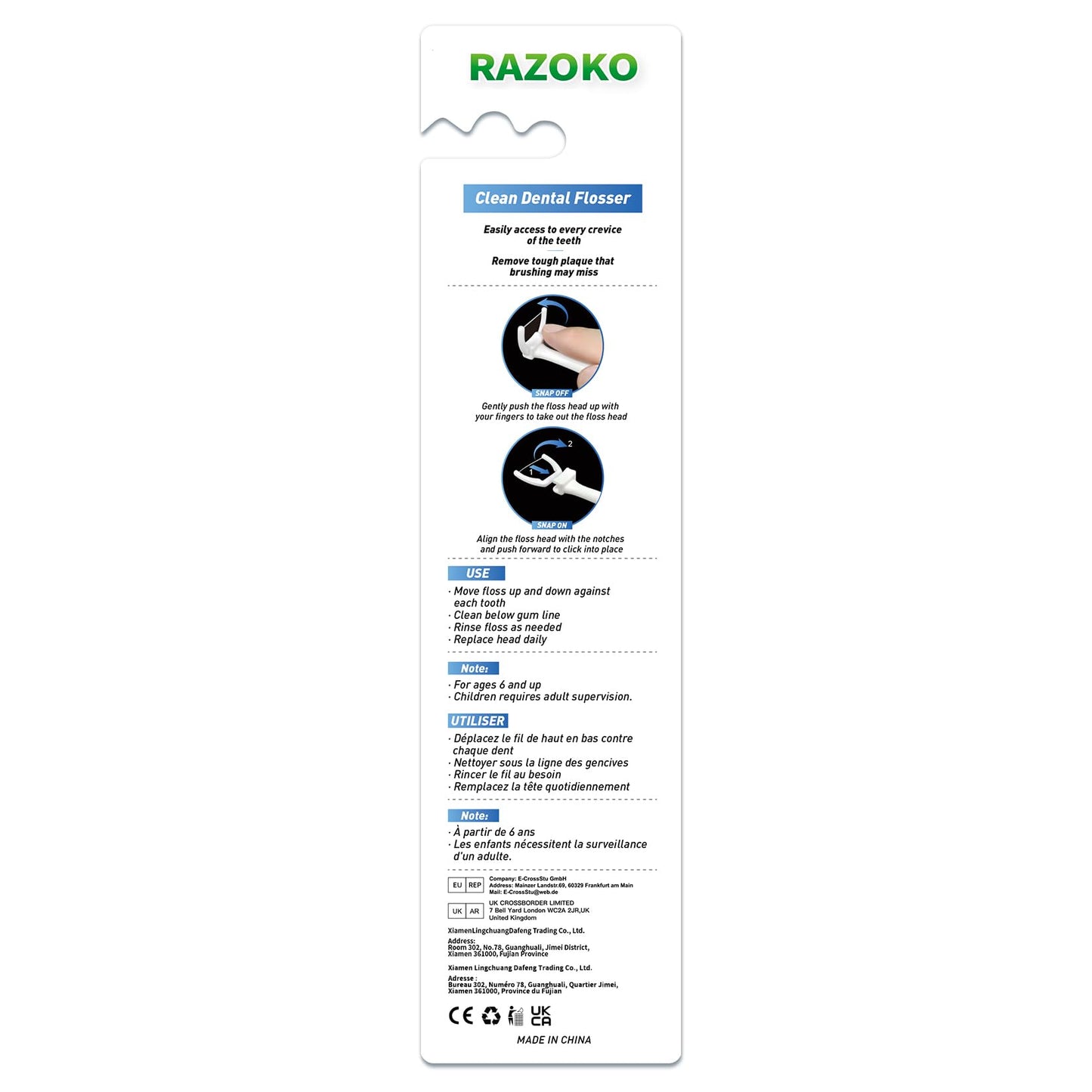 RAZOKO Ultimate Flosser Kit – 2 Handles & 240 Extra Strength Refills