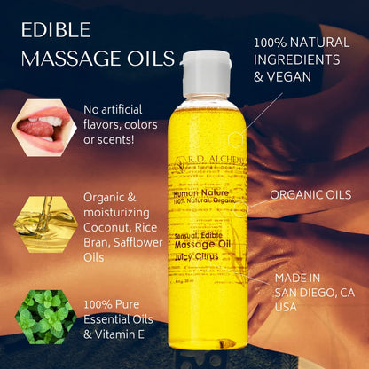RD Alchemy 100% Natural & Organic Edible Massage Oil Sample Pack – 4 Flavors