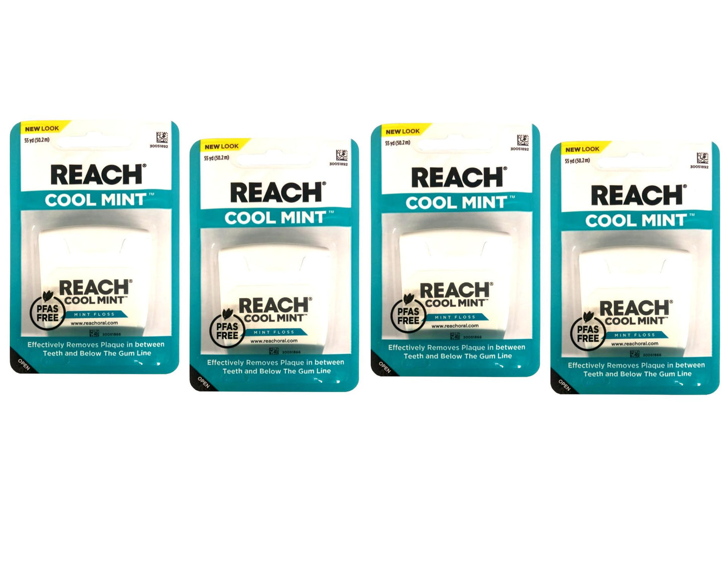 REACH Dental Floss Cool Mint 55 yds – Pack of 4