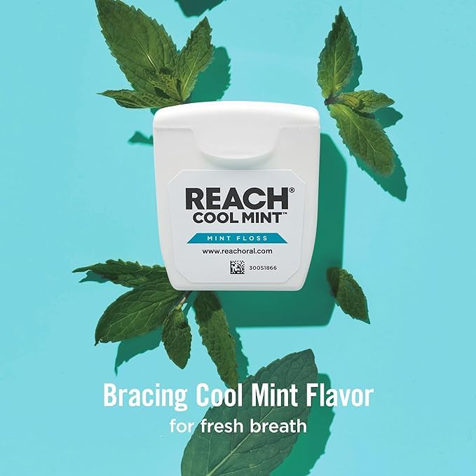 REACH Dental Floss, Cool Mint, 6 Count | Mint Floss for Clean Between-Teeth