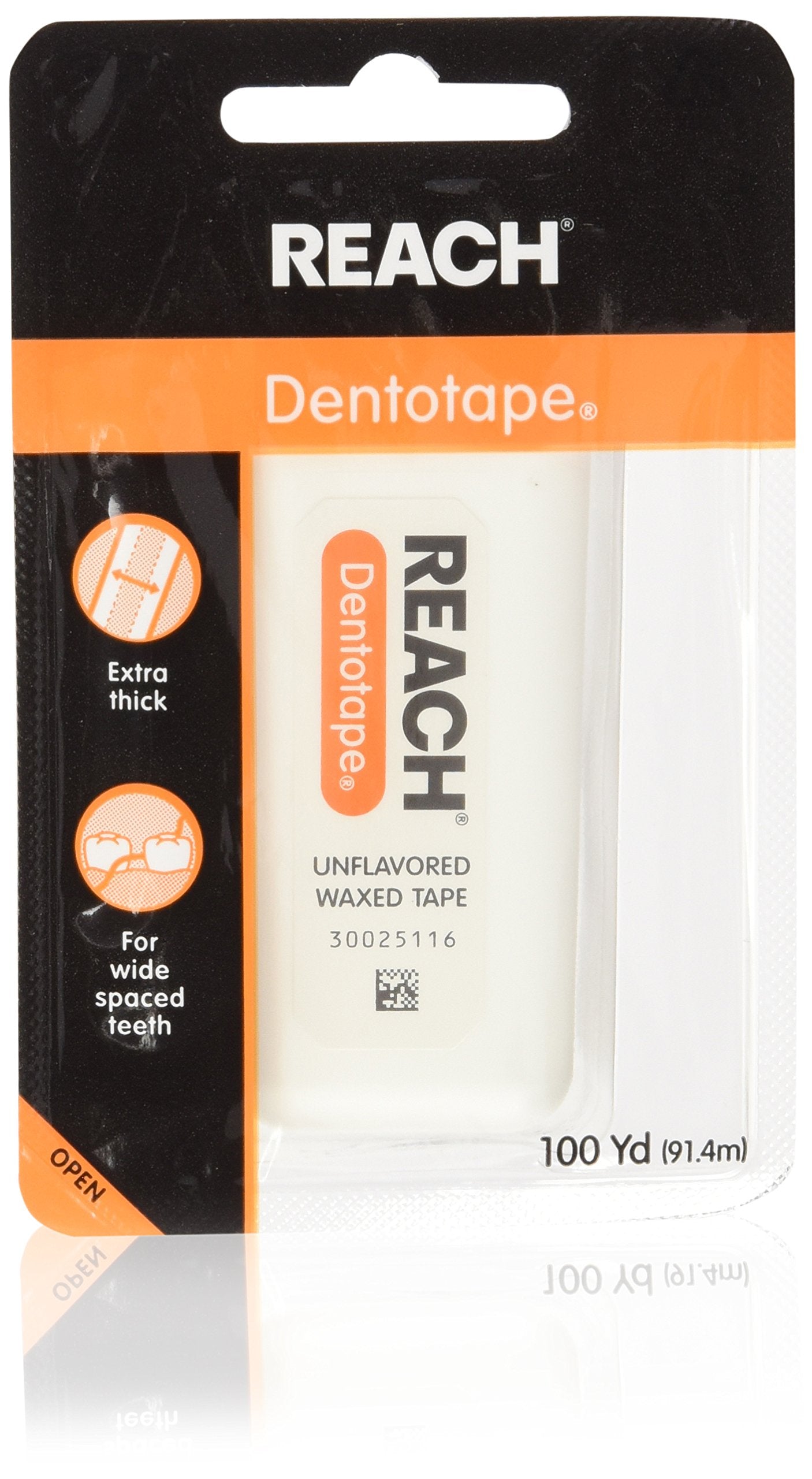 Reach Dentotape Waxed Dental Floss with Extra-Wide Cleaning Surface for Wide-Spaced Teeth