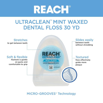 REACH Listerine Ultraclean Dental Floss - Pack of 2 | Mint, Gentle on Gums