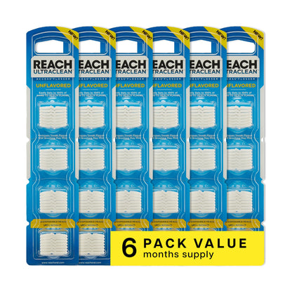 REACH Ultraclean Access Flosser Refill Heads – Unflavored, PFAS-Free, 28-Count, 6-Pack