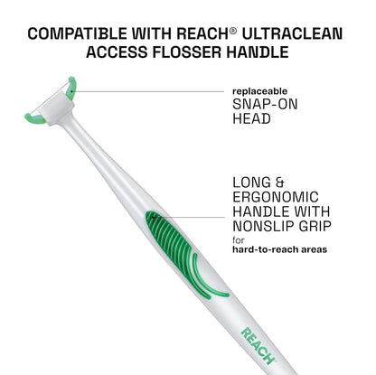 REACH Ultraclean Access Flossers Refill Heads - Fresh Mint, 28 Heads (Pack of 4)