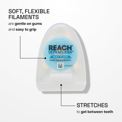 REACH Ultraclean Mint Floss 30 Yards (Pack of 2) | Dentist-Approved Floss