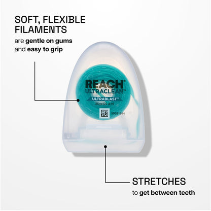 REACH Ultraclean Ultrablast Dental Floss – Cool Mint, 3-Pack, 25 YD