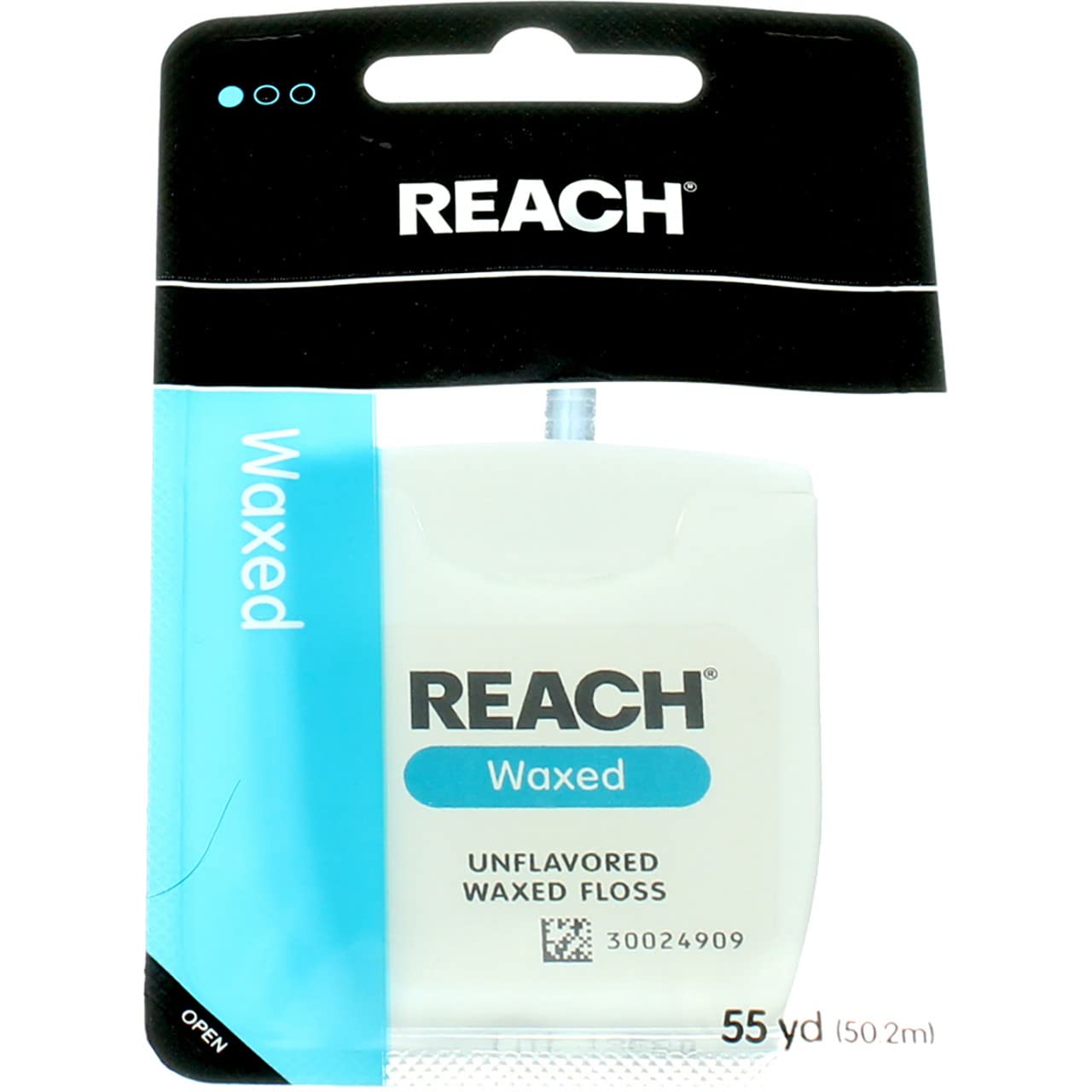 REACH Unflavored Waxed Dental Floss – 55 yds, Pack of 10