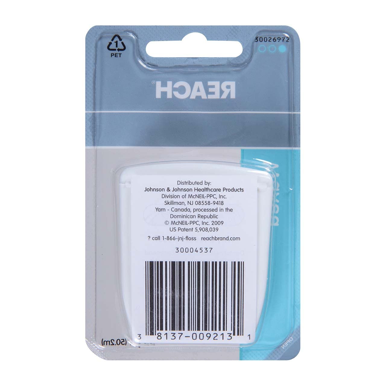 REACH Unflavored Waxed Dental Floss – 55 yds, Pack of 10