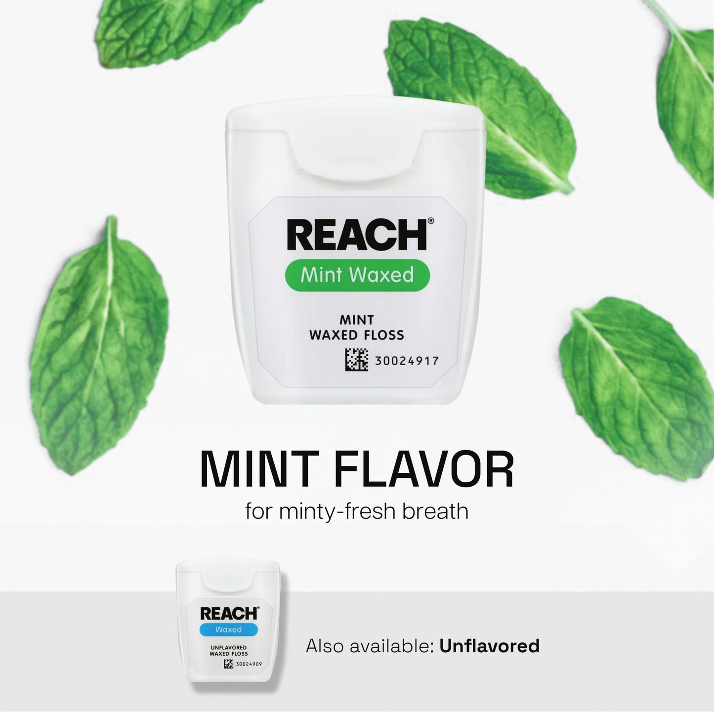 REACH Waxed Dental Floss, 115 yd, 3-Pack Mint - PFAS-Free, Shred-Resistant