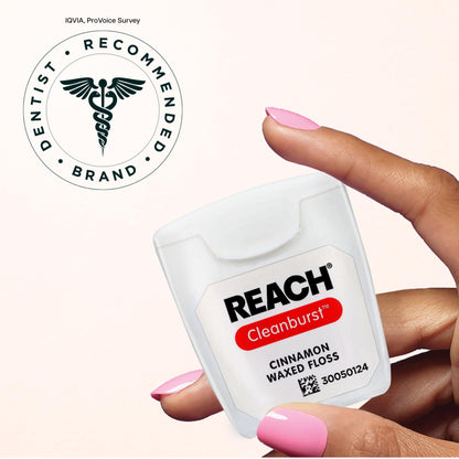REACH Waxed Dental Floss Cinnamon - 55 yd, 6 Pack, PFAS Free