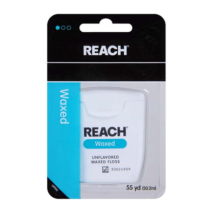 Reach Waxed Floss Unflavored – 55 yds, Pack of 6 | Waxed Nylon Dental Floss