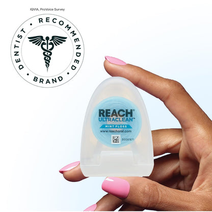 REACH Ultraclean Dental Floss Mint 30 Yards (Pack of 3) - Mint Floss with Micro-Grooves