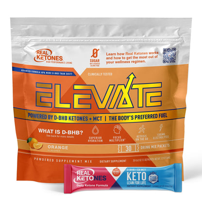 Real Ketones MCT & BHB Exogenous Ketones Drink Packets – Electrolyte Hydration, No Sugar, 30-Pack, Orange