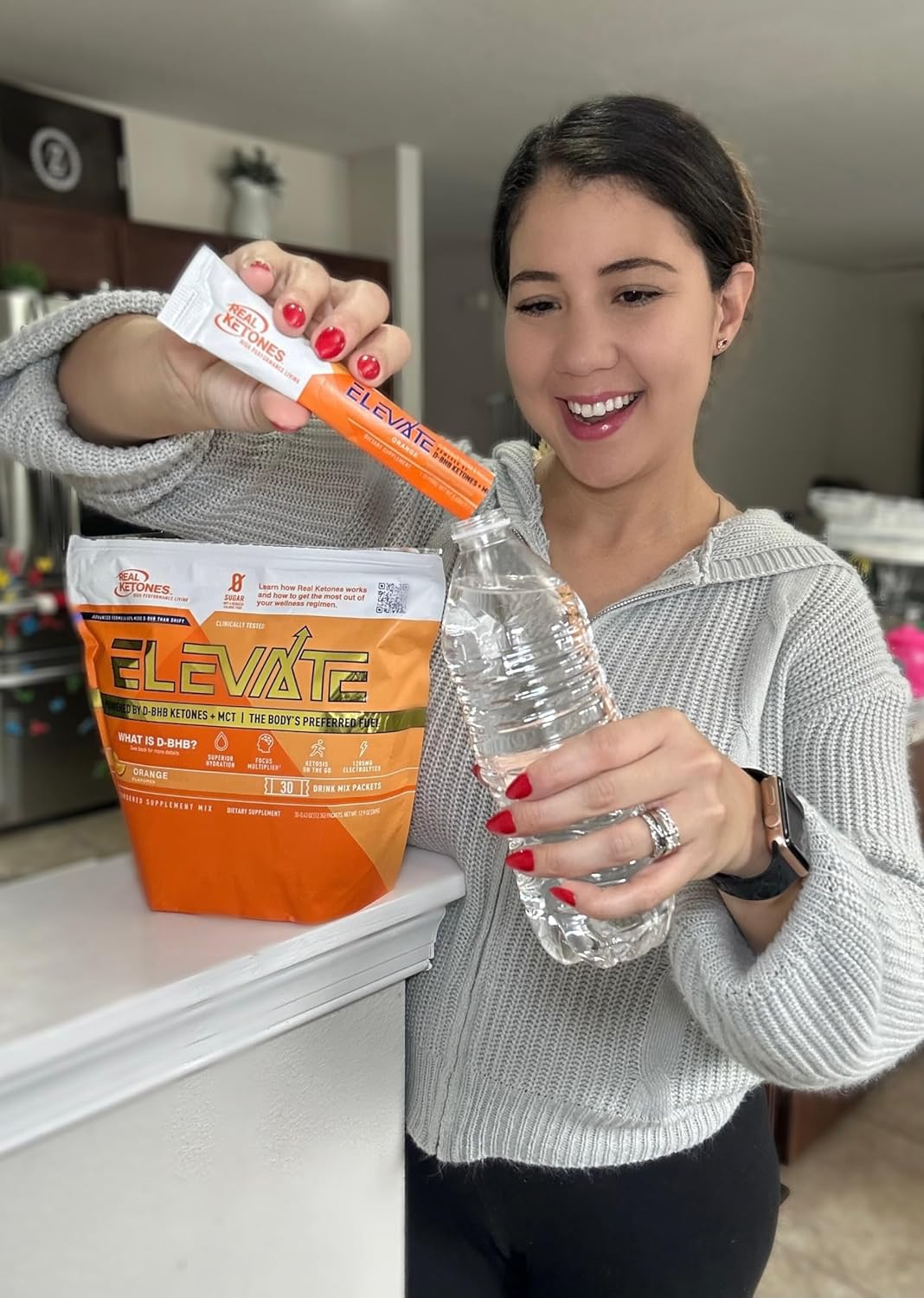 Real Ketones MCT & BHB Exogenous Ketones Drink Packets – Electrolyte Hydration, No Sugar, 30-Pack, Orange