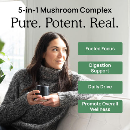 Real Mushrooms 5 Defenders – Adaptogenic Mushroom Complex (90 Count)