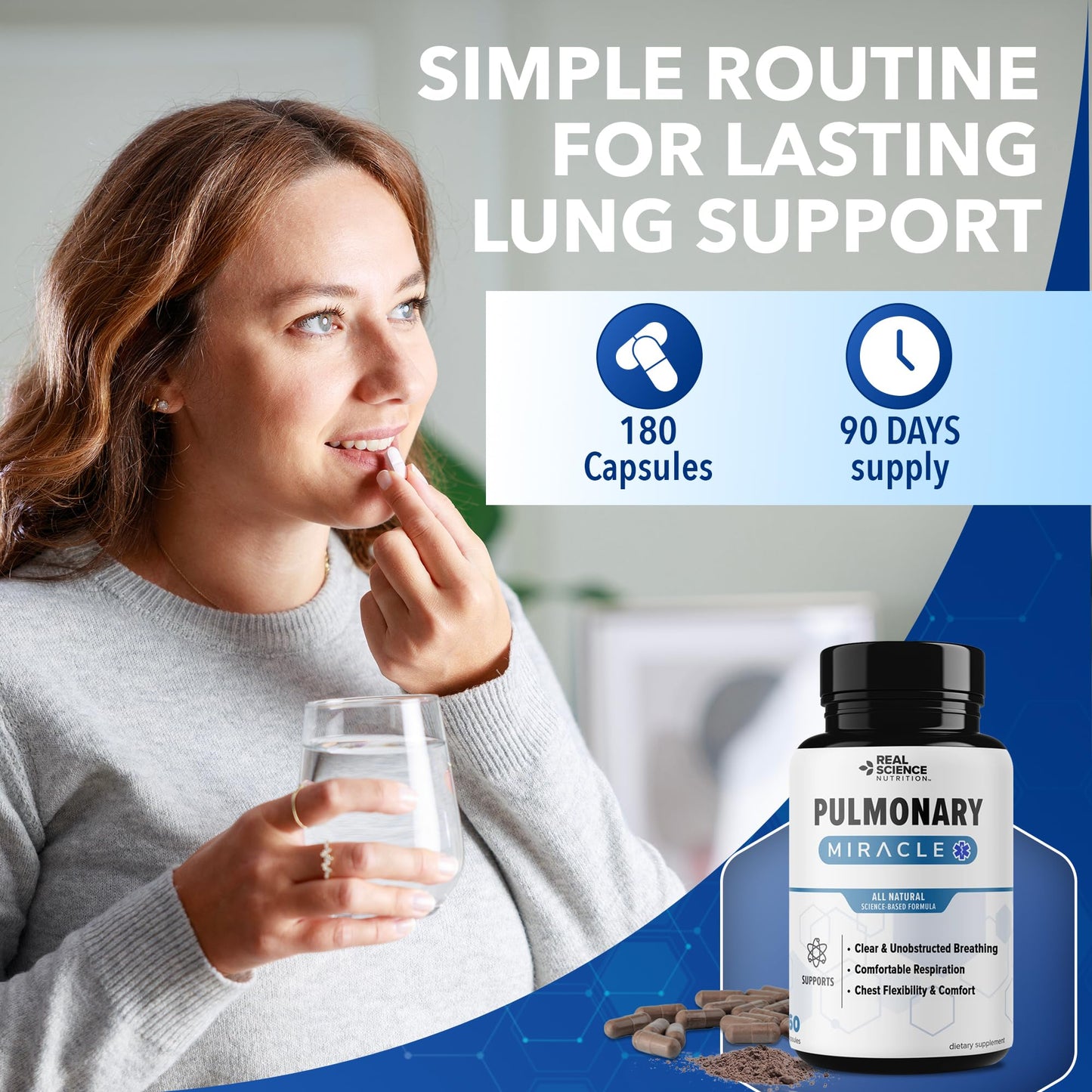 Real Science Nutrition Pulmonary Miracle COPD Relief & Lung Detox Capsules – 60 Caps (Pack of 3)
