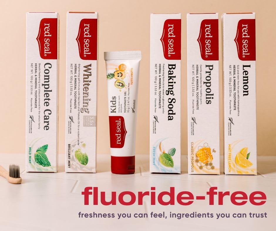 Red Seal Fluoride Free Whitening Toothpaste - Mint | Vegan, Cruelty-Free, NATRUE-Certified Natural Ingredients