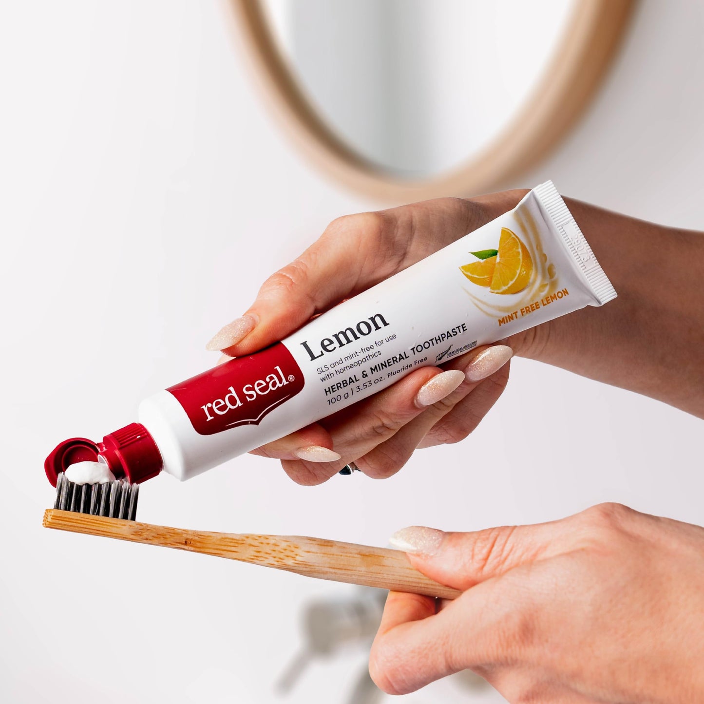 Red Seal Fluoride Free Lemon Toothpaste - Mint-Free Citrus Flavor | Vegan, Cruelty-Free, SLS Free, NATRUE Certified, 3.53 oz