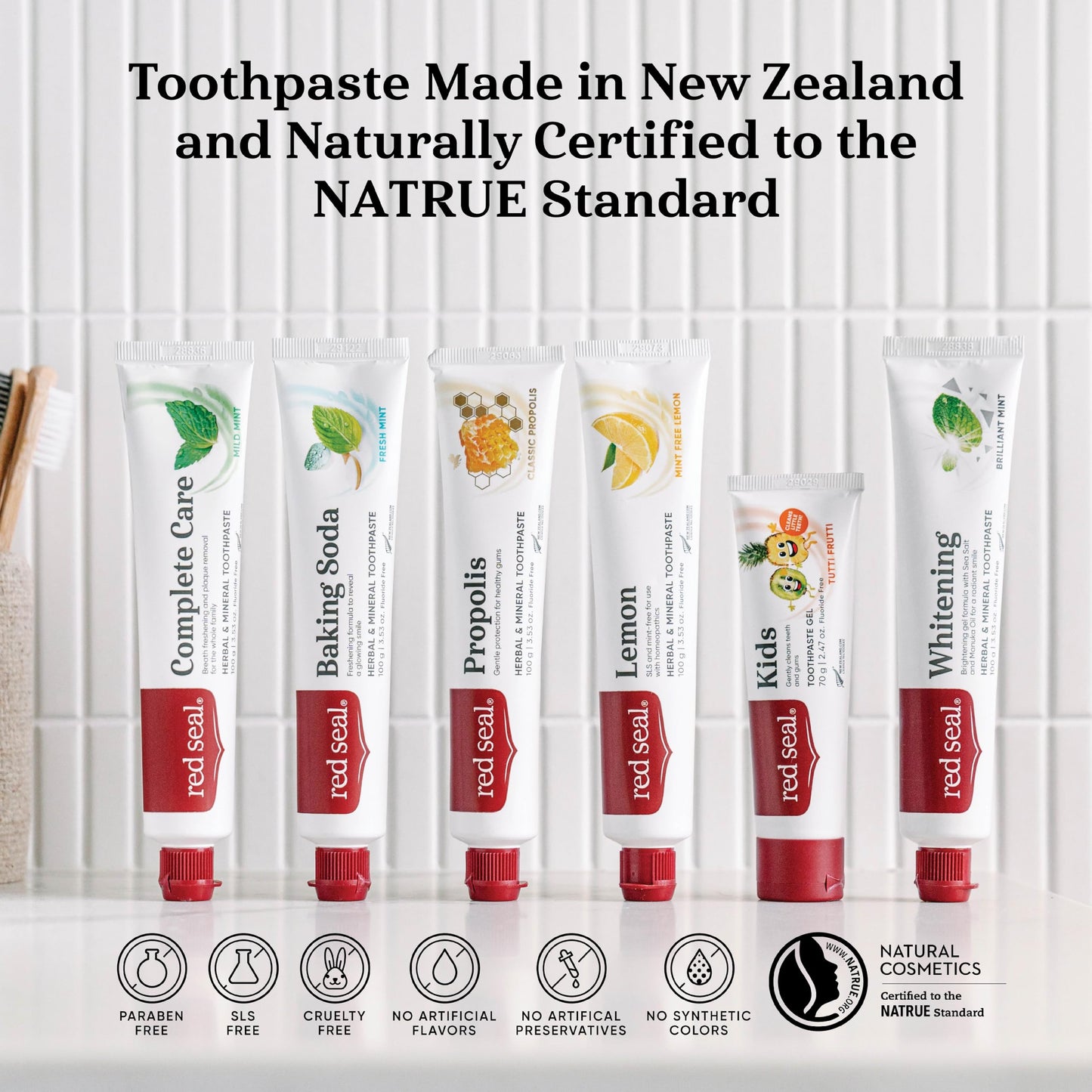 Red Seal Propolis Toothpaste – Fluoride-Free, Mild Mint, NATRUE