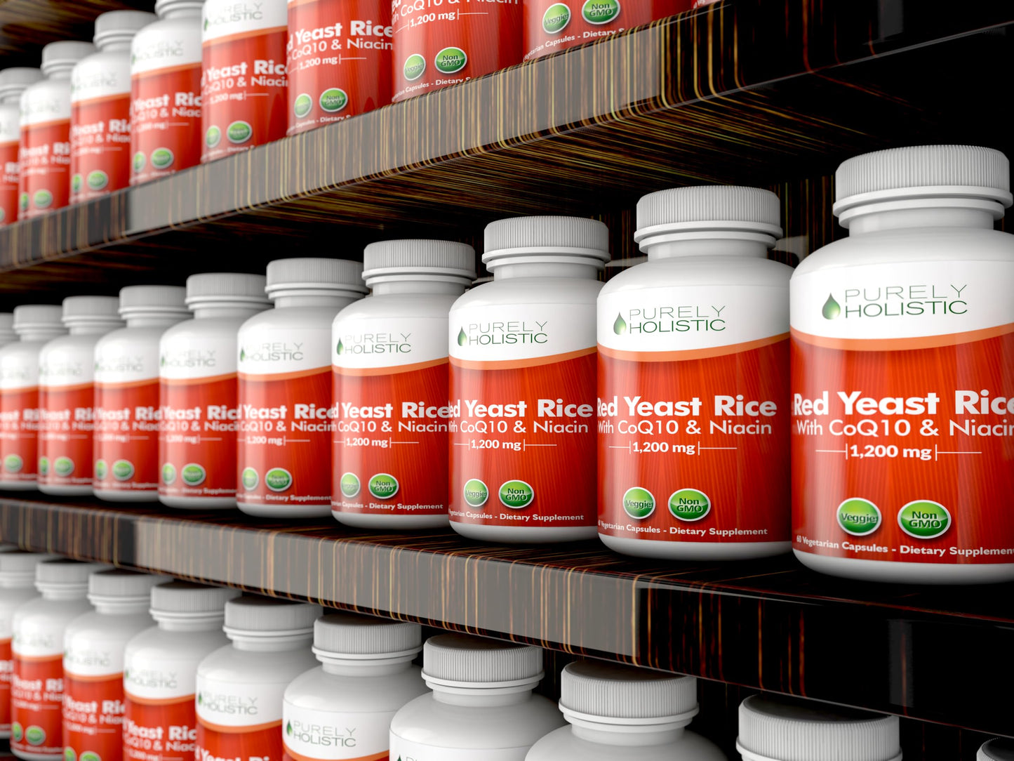 Purely Holistic Red Yeast Rice 1200mg with CoQ10 & Flush Free Niacin - 60 Vegetarian Capsules
