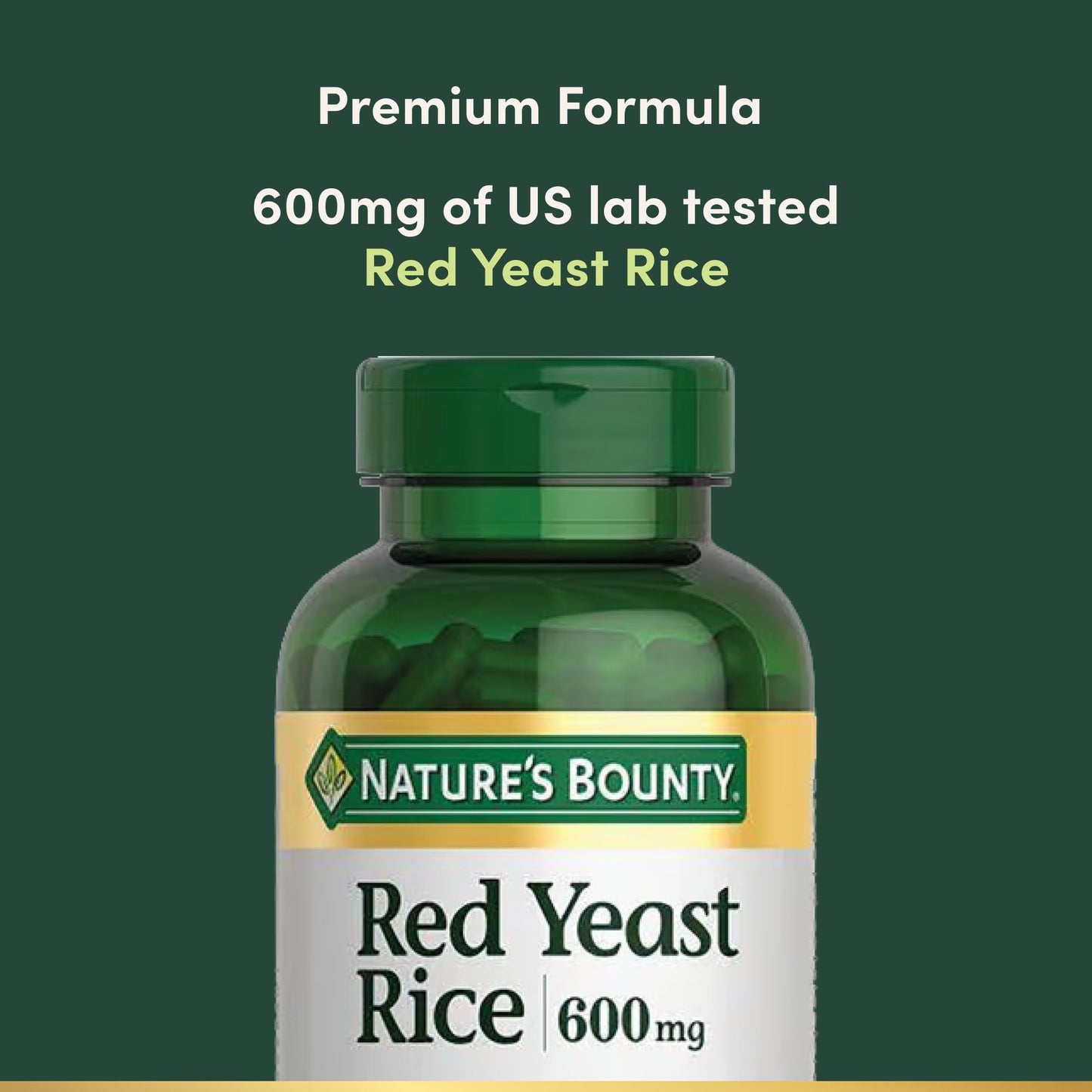 Nature's Bounty Red Yeast Rice 600mg - 250 Capsules | Non-GMO, Gluten Free