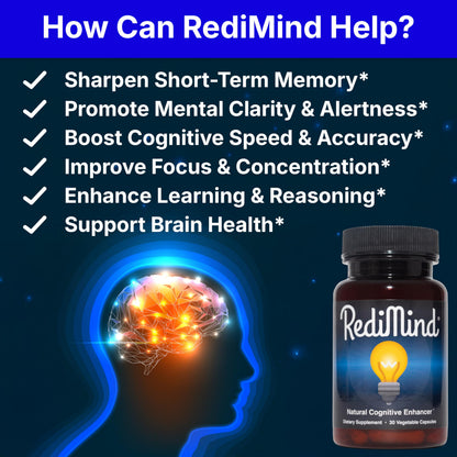 RediMind - Natural Cognitive Enhancement Capsule | Non-GMO, Vegan, Gluten-Free