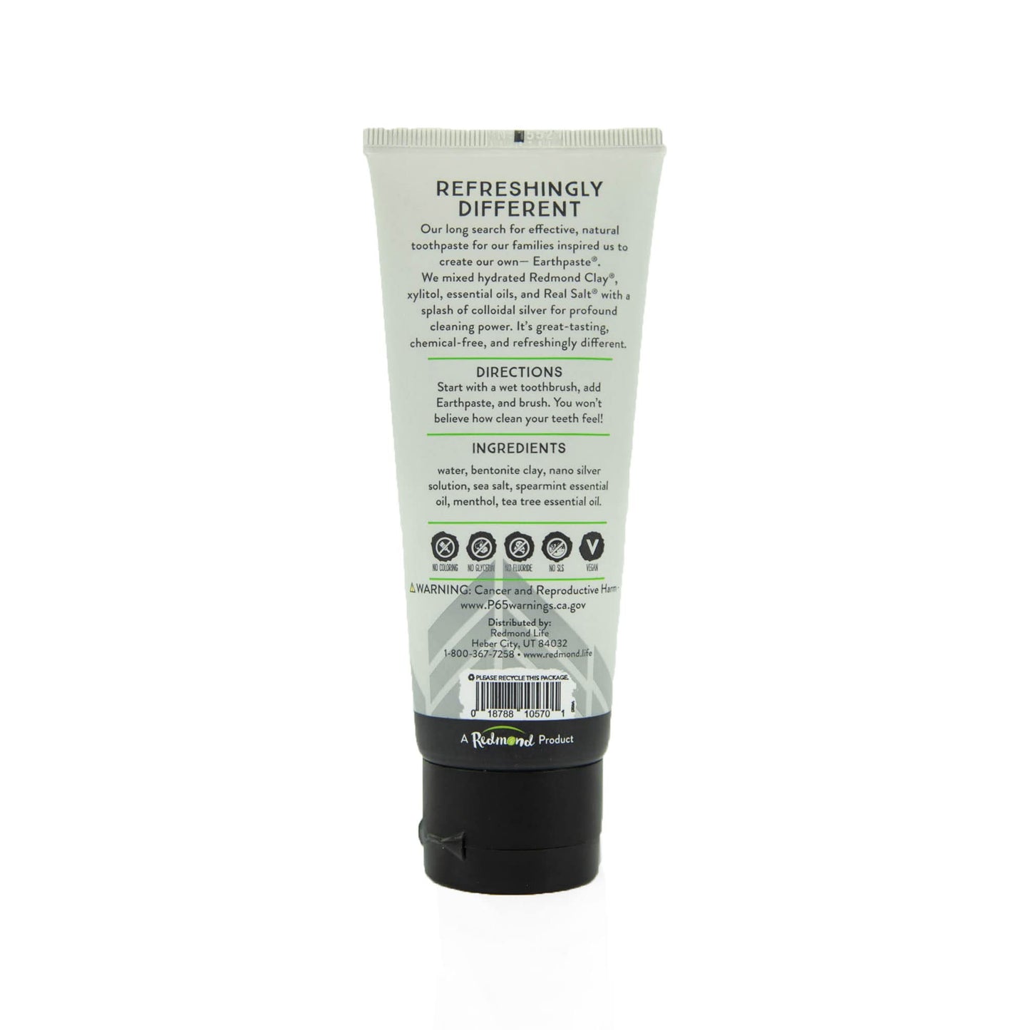 Redmond Earthpaste with Silver - Natural Non-Fluoride Toothpaste, Unsweetened Spearmint, 4 oz Tubes (Pack of 2)