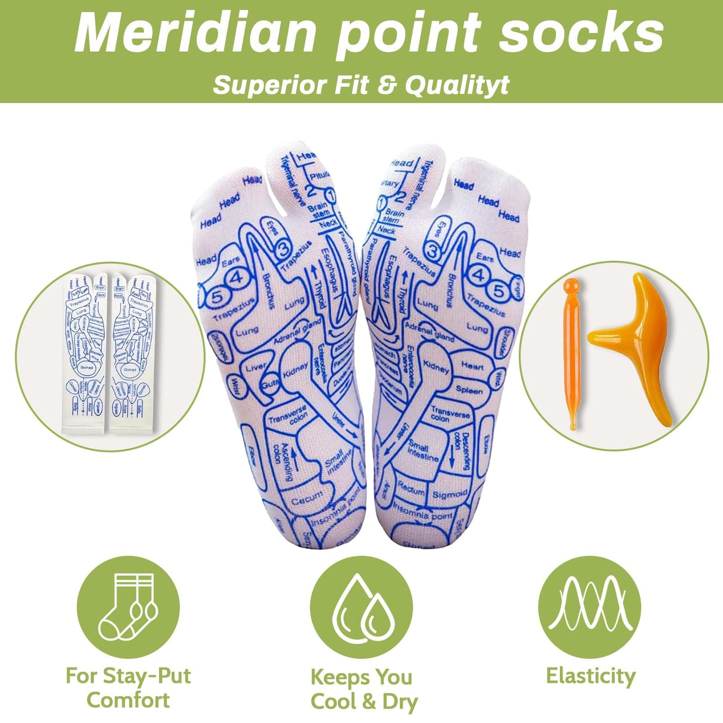Reflexology Socks – Acupressure & Massage Tools (Large) for Fatigue Relief & Circulation