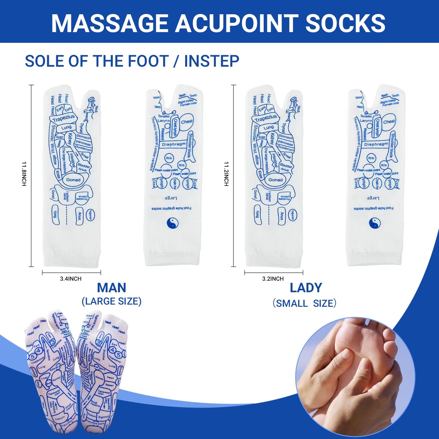 Reflexology Socks – Acupressure & Massage Tools (Large) for Fatigue Relief & Circulation