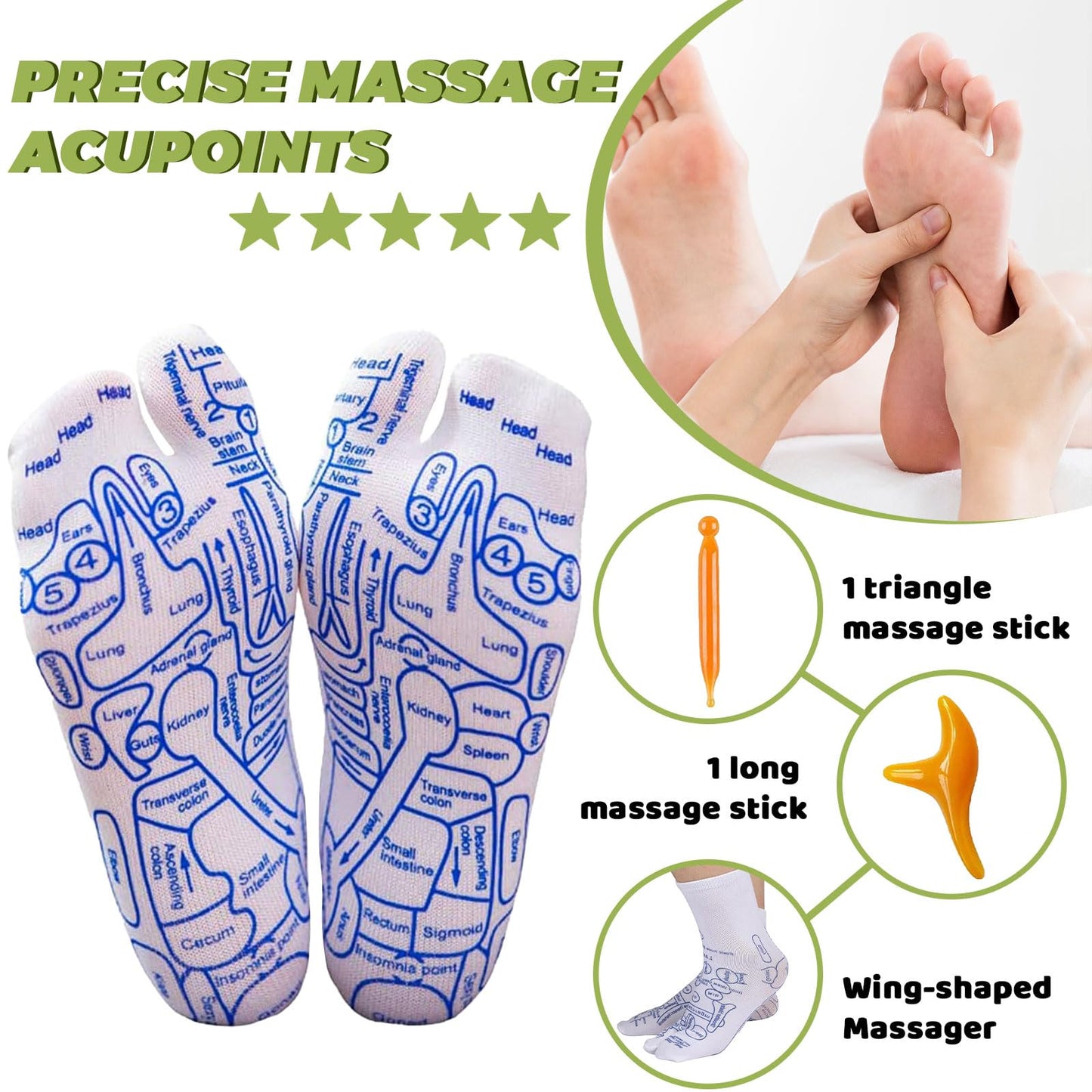 Reflexology Socks with Massage Tool – Acupressure Socks for Fatigue Relief & Circulation (Small Size)