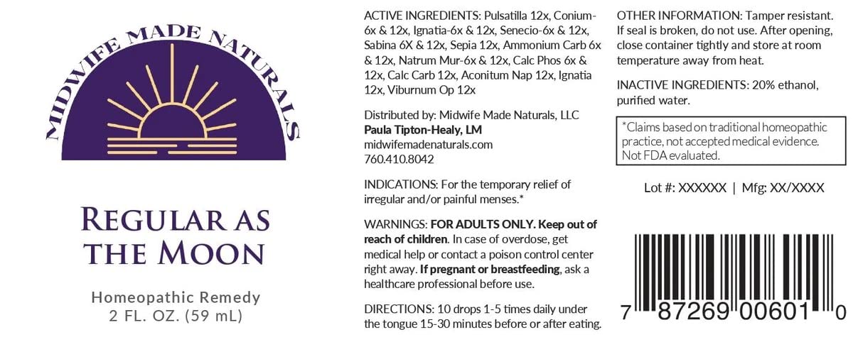 Regular as The Moon – Homeopathic PMS Drops (2 oz) by Midwife Made Naturals