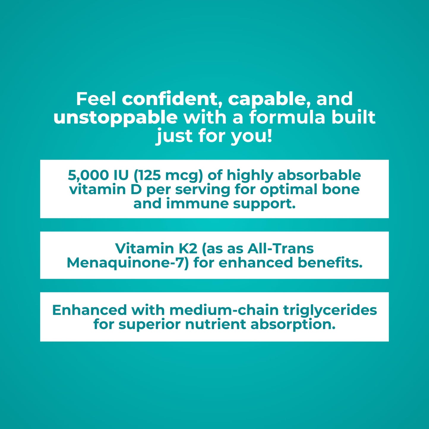 Reignite Wellness by JJ Virgin | Vitamin D Plus | Relevant Serving of 5000 IU, Highly Absorbable Vitamin D + Vitamin K1 & K2 | GG Supplement for Immune Health | Bone and Heart Supplement | 60 Softgels