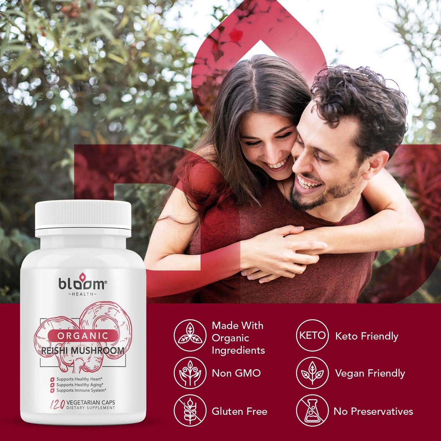 Bloom Health Reishi Mushroom Capsules – Organic Ganoderma Lucidum for Immune Support