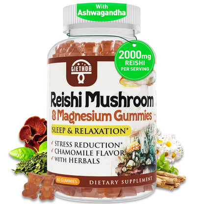Reishi Mushroom Gummies - Cortisol Support, Relaxation & Immunity | Vegan (60 Gummies)