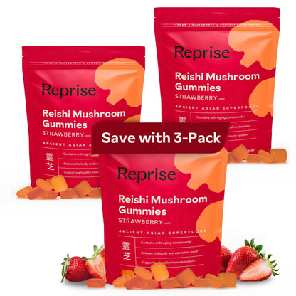 Reishi Mushroom Gummies | Hongo Reishi Mushroom Supplement (Lingzhi, Ganoderma Lucidum) | Full Spectrum Stress Gummies for Adults | Red Reishi Mushroom | Strawberry Flavor | 45 Count (Pack of 3)