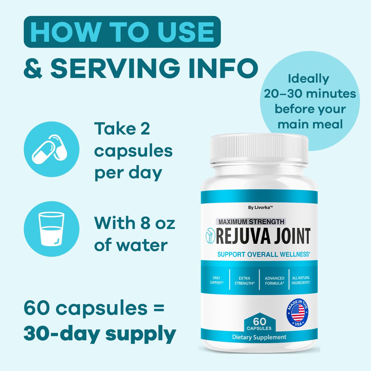 Rejuva Joint - Advanced Formula Maximum Strength Joint Support | 60 Capsules