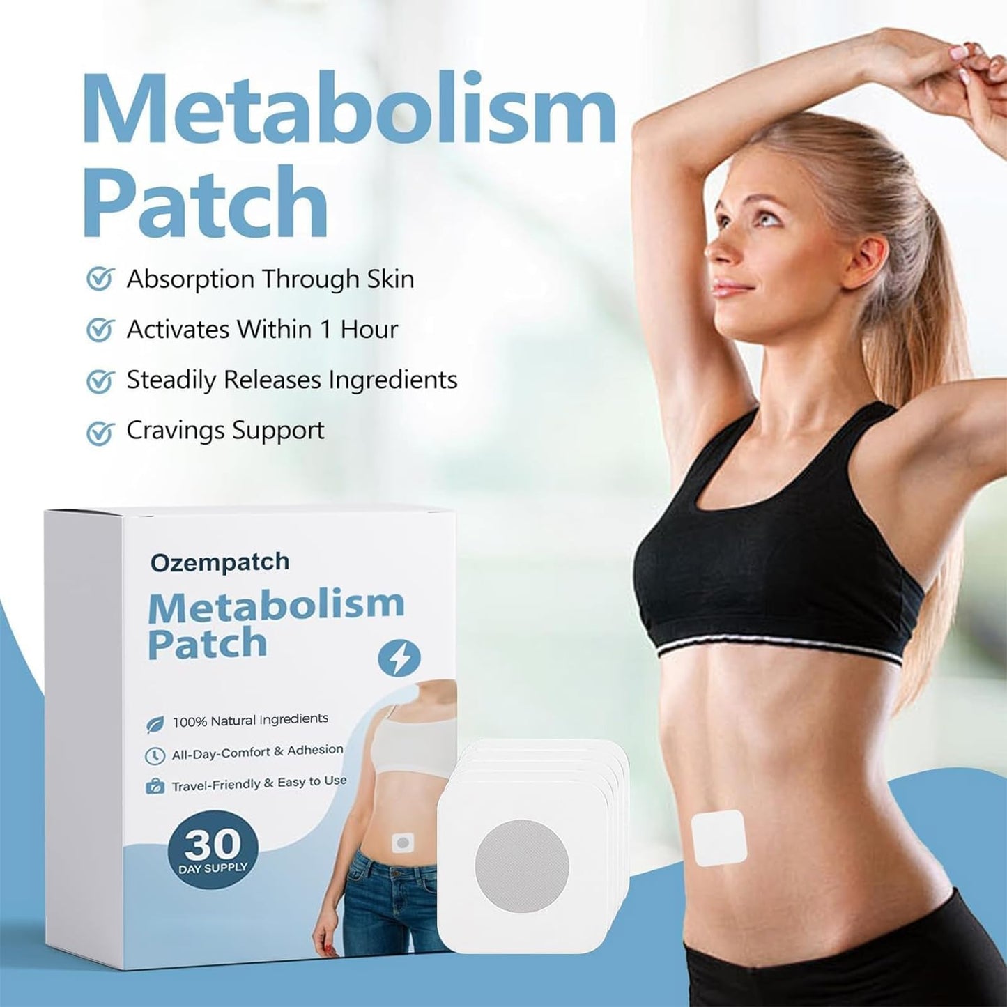 RejuvaCare Ozem Patch (Ozempatch) – New Upgrade Natural Ingredient Body Patch for Men & Women, 30 Count