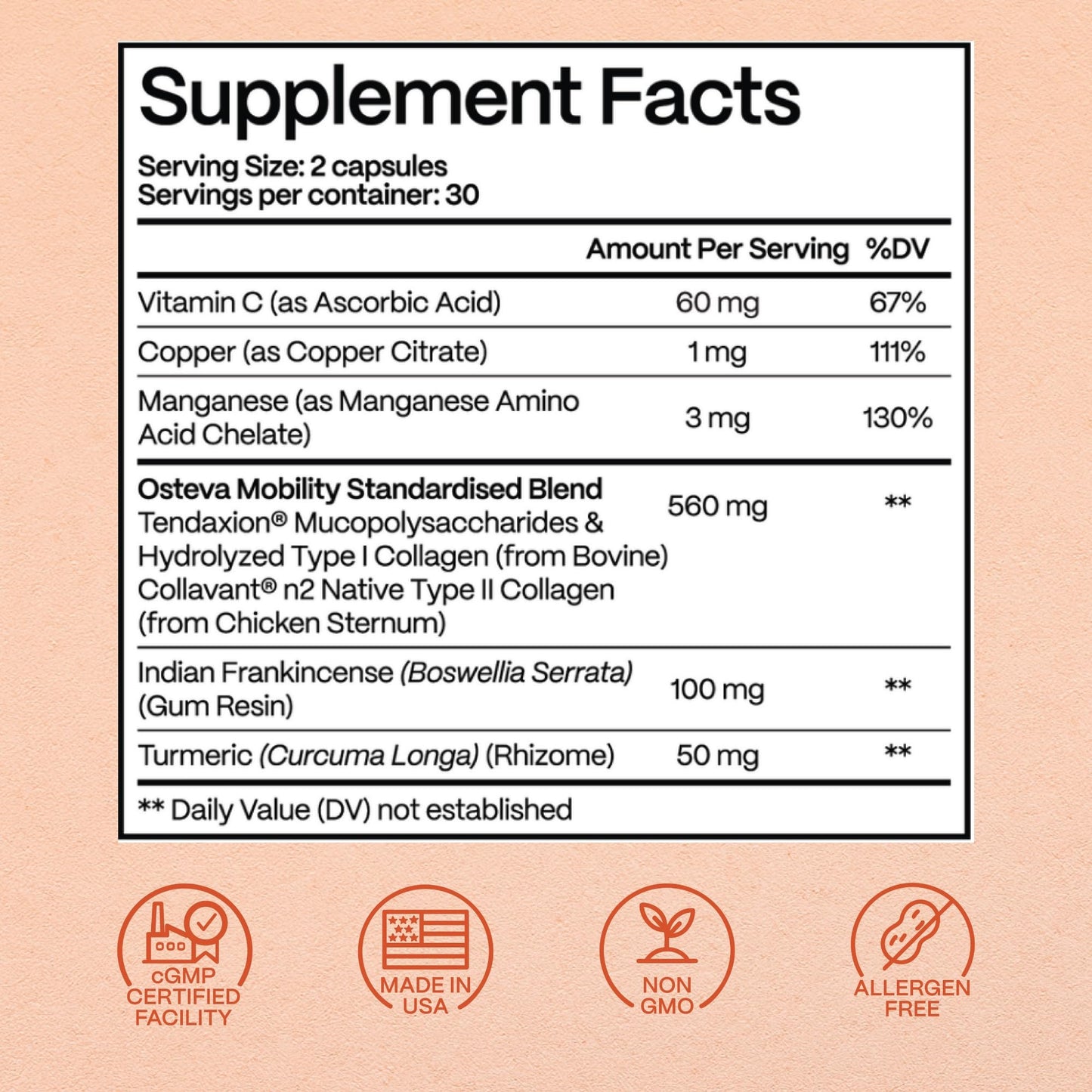 Rejuveen Osteva Joint Support – High Potency Collagen, Turmeric & Boswellia | 60 Count | Non-GMO