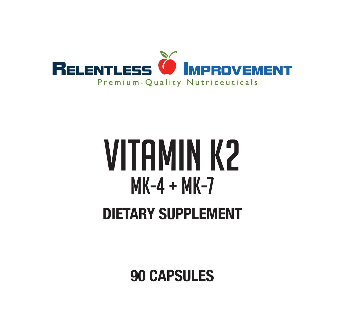 Relentless Improvement Vitamin K2 MK4 + MK7 – 15,000 mcg MK-4 + 60 mcg MK-7 Vegi-Capsules (Soy-Free)