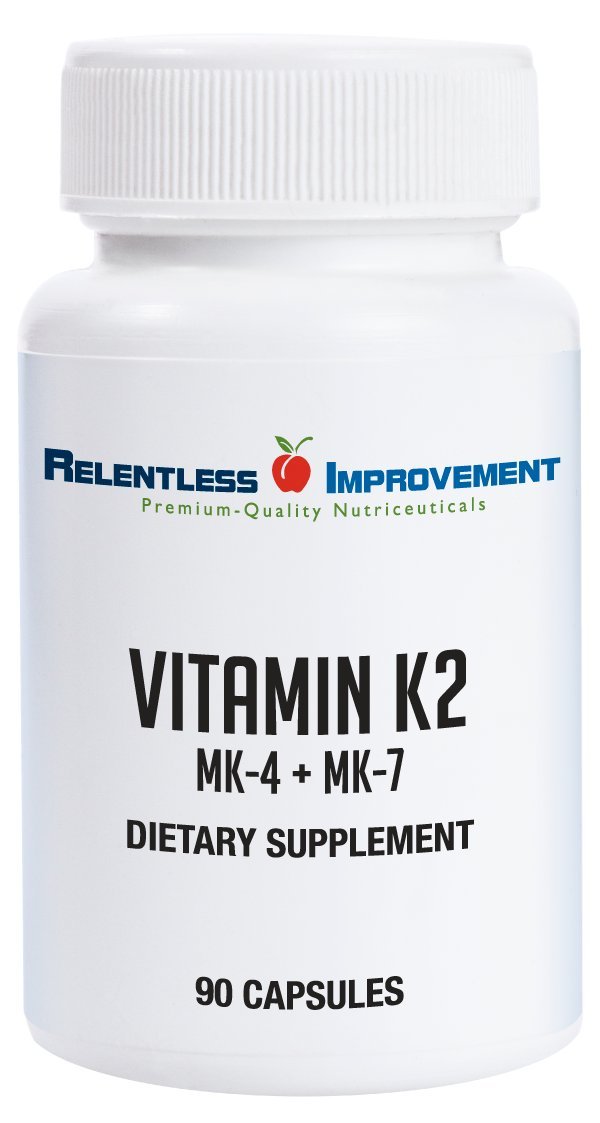 Relentless Improvement Vitamin K2 MK4 + MK7 – 15,000 mcg MK-4 + 60 mcg MK-7 Vegi-Capsules (Soy-Free)