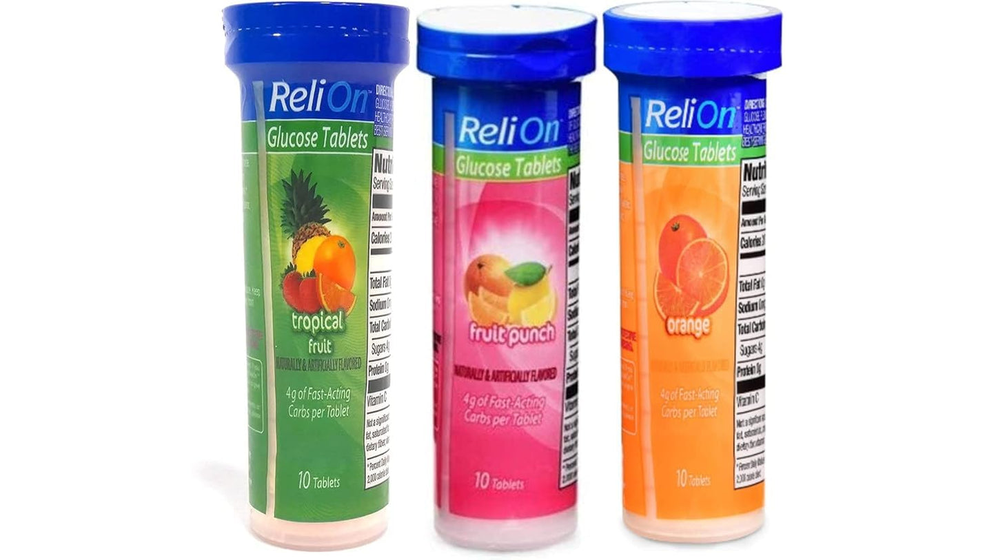 ReliOn Glucose Tablets Fruit Punch – 6 Pack (10 Tablets Each)