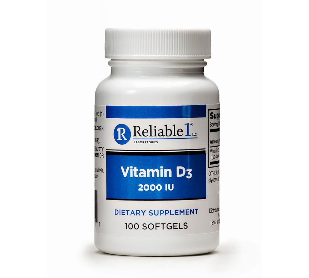 Reliable 1 Laboratories Vitamin D3 2000 IU Softgels, 100 Count